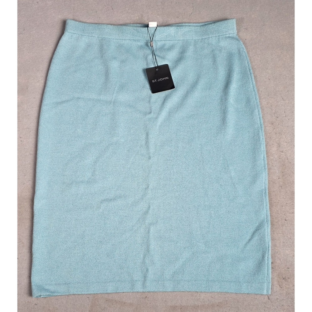 NWT Women's St. John Collection Wool Blend Knit Pencil Skirt Size 14 Caymen Blue